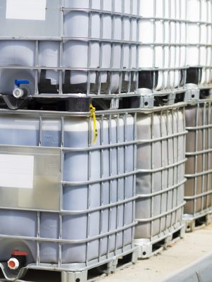 Chemical Plant, Plastic Storage Drums, Big Barrels